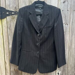 KASPER Black Ivory 3 Button Pinstripe Blazer Jacket Women’s 10 NWT NEW